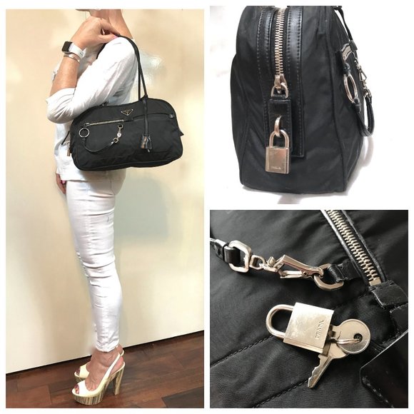 prada bag with lock and key